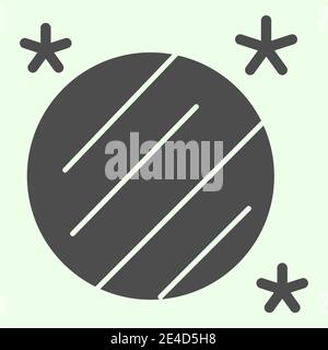 Himmelskörper-Symbol. Globe, glänzendes Planetenmodell mit Sternen Glyph Stil Piktogramm auf weißem Hintergrund. Raum und Astronomie Zeichen für mobile Stock Vektor
