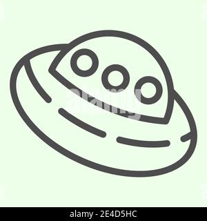 Symbol für UFO-Linie. Weltraum Alien fliegende Untertasse Umriss Stil Piktogramm auf weißem Hintergrund. Exploration und Forschung Zeichen für mobile Konzept und Web Stock Vektor