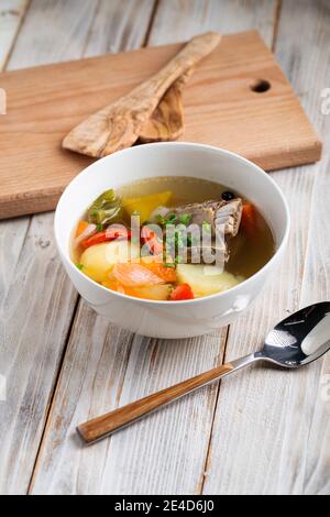 Orientalische Shorpa-Suppe mit Lamm und Gemüse Stockfoto