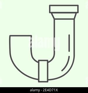 Symbol für dünne Linie der Abwasserleitung. Abfluss Sanitär Wasserleitungen skizzieren Stil Piktogramm auf weißem Hintergrund. Hausreparatur und Bauschilder für mobile Stock Vektor