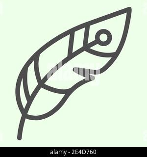 Symbol für die weiche Linie. Dekorative Hexerei Plume Outline Stil Piktogramm auf weißem Hintergrund. Hexerei oder magische Feder Zeichen für mobile Konzept und Stock Vektor