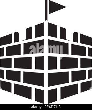 Fort Gebäude Logo Design Vektor Vorlage Stock Vektor