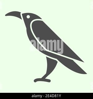 Halloween Rabe solide Ikone. Mystische Gothic Rook Vogel Glyphen Stil Piktogramm auf weißem Hintergrund. Böse oder Hexe wilde Krähe Silhouette für mobile Konzept Stock Vektor