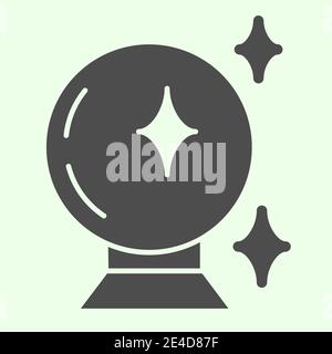 Massives Symbol für magische Kugel. Hexe Kristall Glück Glas Kugel Glyphe Stil Piktogramm auf weißem Hintergrund. Halloween oder Hexerei und magische Zeichen für Stock Vektor