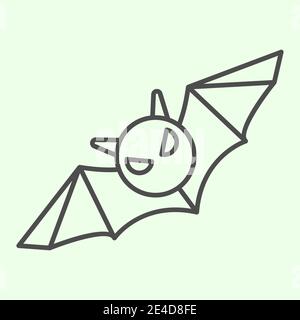 Symbol für dünne Linien. Fliegende Halloween unheimlich Nacht Tier skizzieren Stil Piktogramm auf weißem Hintergrund. Halloween schwarze Fledermaus Monster Silhouette für mobile Stock Vektor