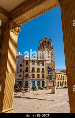 Uhrenturm am Andalusischen Platz, Ubeda, UNESCO-Weltkulturerbe. Jaen Provinz, Andalusien, Südspanien Europa Stockfoto