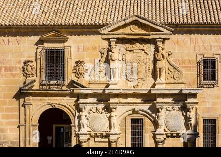 Fuente de Santa Maria in Santa Maria Square, Seminario de San Felipe Neri Internationale Universität von Andalusien Antonio Machado. Baeza, UNESCO Welt H Stockfoto