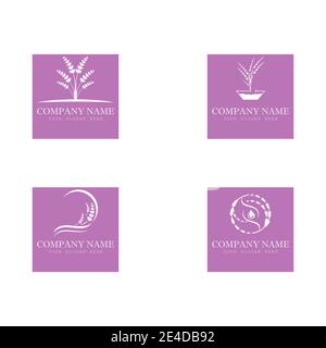 Setzen Lavendel Logo Vorlage Vektor Symbol Natur Stock Vektor