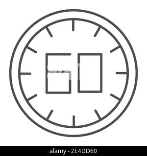 60 Sekunden dünnes Symbol. 60 Minuten Zeitvektordarstellung isoliert auf weiß. Eine Stunde Umriss Stil Design, für Web und App entwickelt. Eps 10. Stock Vektor
