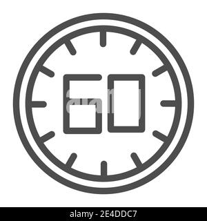 60 Sekunden Zeilensymbol. 60 Minuten Zeitvektordarstellung isoliert auf weiß. Eine Stunde Umriss Stil Design, für Web und App entwickelt. Eps 10. Stock Vektor