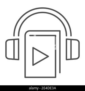 Symbol für dünne Linien im Hörbuch. Buch und Spiel Zeichen Vektor Illustration isoliert auf weiß. Design für den Bildungsstil, entwickelt für Web und App. Eps 10. Stock Vektor
