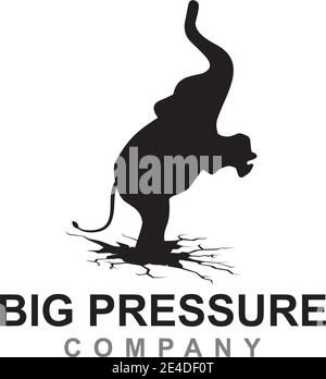 Standing Elephant Logo Design mit Hochdruck-Vektor-Vorlage Stock Vektor