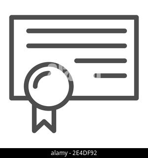 Symbol für Zertifikatzeile. Diplomvektordarstellung isoliert auf weiß. Design im Outline-Stil für Web und App. Eps 10. Stock Vektor