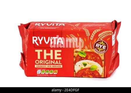 Paket von Ryvita original knusprigen Roggenbroten. Stockfoto