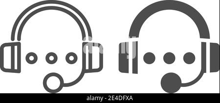 Audiokurslinie und Glyph-Symbol. Kopfhörer und Wiedergabe Zeichen Vektor-Illustration isoliert auf weiß. Design im Music Outline-Stil für Web und App Stock Vektor