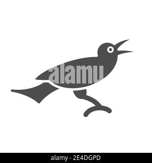 Symbol „Vogel“. Tiervektordarstellung isoliert auf Weiß. Raven Glyph Stil Design, für Web und App entwickelt. Eps 10. Stock Vektor