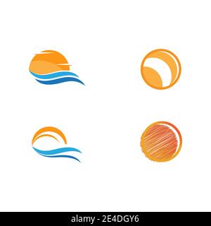 Set Sun Vektor Illustration Symbol Logo Vorlage Design Stock Vektor