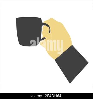 vektorbild einer Hand, die eine Tasse Kaffee auf einem weißen Hintergrund hält. EPS10 Stock Vektor