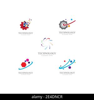 Set Technologie, Computer, Daten und Innovation Logo Design Stock Vektor