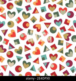 Moderne dekorative Vektor-Muster-Design von geometrischen Formen für Stoff & Druck. Nahtlose, sich wiederholende abstrakte Textur. Romantische valentine Hintergrund Stock Vektor