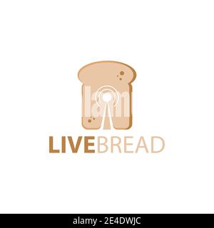 Live online Kochen Brot Bäckerei Logo. Online Brot Bäckerei mit Wifi-Symbol im negativen Raum Stil Stock Vektor