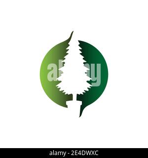 Querformat Logo Vektor Design Bild. Lanscaping Logo mit Pflanzenwachstum in einer quadratischen Form