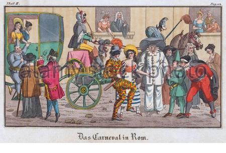 Commedia dell'arte, der Karneval in Rom Italien, Vintage Illustration aus dem 19. Jahrhundert Stockfoto