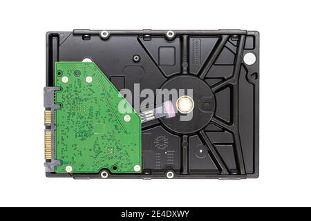 Rückansicht eines neuen SATA-Festplattenlaufwerks Stockfoto