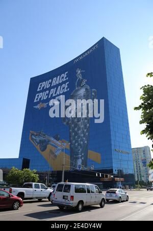 INDIANAPOLIS, INDIANA, USA-MAI 24:JW Marriott Hotel mit Indy 500 Dekoration.Mai 24,2016 in Indianapolis, Indiana, USA. Stockfoto