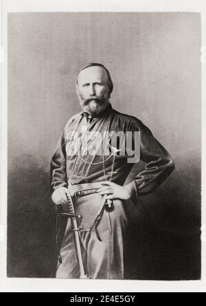 Vintage 19. Jahrhundert Foto: Giuseppe Maria Garibaldi war ein italienischer General, Patriot und Republikaner. Er trug zur Vereinigung Italiens und zur Gründung des Königreichs Italien bei. Stockfoto