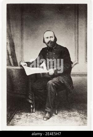 Vintage 19. Jahrhundert Foto: Giuseppe Maria Garibaldi war ein italienischer General, Patriot und Republikaner. Er trug zur Vereinigung Italiens und zur Gründung des Königreichs Italien bei. Stockfoto