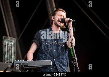 Hayden Thorpe of Wild Beasts spielt live auf der Bühne des Common People Festivals, Southampton Common, Southampton. Stockfoto