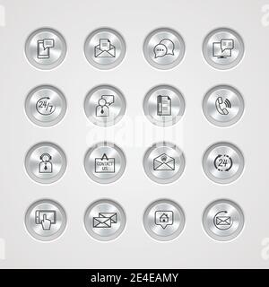 Kontakt Service Symbole am Metall Bedientasten des e-Mail-Telefon Kommunikation und Vertreter Person Vektor-illustration Stock Vektor