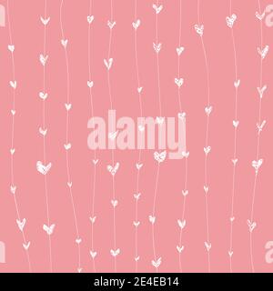Abstrakt rosa Hintergrund mit weiß bemalten Herzen - Vektor-Illustration Stock Vektor