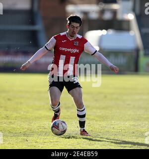 Exeter, Großbritannien. Januar 2021. Joshua Key von Exeter City während des Sky Bet League 2 Behind Closed Doors-Spiels zwischen Exeter City und Stevenage im St James' Park, Exeter, England am 23. Januar 2021. Foto von Dave Peters/Prime Media Images. Kredit: Prime Media Images/Alamy Live Nachrichten Stockfoto