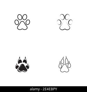 Set Dog paw Vektor Fußabdruck Symbol Logo Symbol Grafik Illustration Stock Vektor