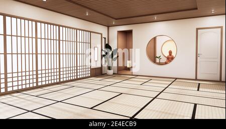 Nihon Zimmer Design Inneneinrichtung und Schrank Regal Wand auf Tatami  Matte Boden Zimmer im japanischen Stil. 3D-Rendering Stockfotografie - Alamy