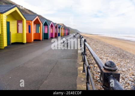 Strandhütten bei saltburn-by-the-Sea Stockfoto