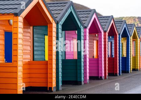 Strandhütten bei saltburn-by-the-Sea Stockfoto