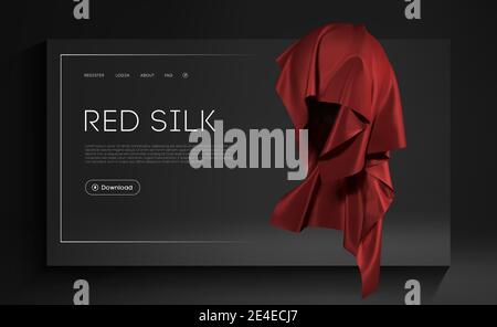 Mesh Red Silk on Sphere realistisches Einband-Design. Red Fashion Hintergrund. Realistisches 3d-Objekt Vektorgrafik EPS 10. Stock Vektor