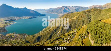 Panorama-Luftaufnahme des Alto Lario nach Süden, Comer See (IT) Stockfoto