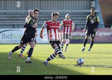 Exeter, Großbritannien. Januar 2021. Archie Collins von Exeter City beim Sky Bet League 2 Behind Closed Doors Match zwischen Exeter City und Stevenage im St James' Park, Exeter, England am 23. Januar 2021. Foto von Dave Peters/Prime Media Images. Kredit: Prime Media Images/Alamy Live Nachrichten Stockfoto