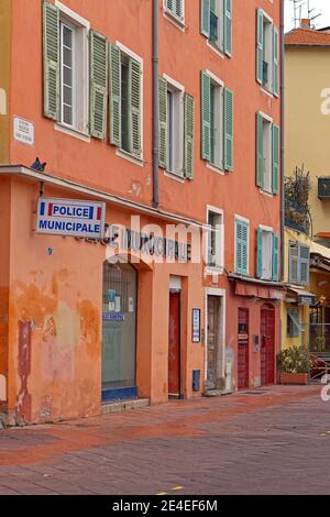 Nizza, Frankreich - 03. Februar 2016: Gemeindepolizeistation in Cours Salena in Nizza. Stockfoto