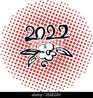 2022 Jahre. Hand Lettering Grunge Karte mit strukturierten handgefertigten Doodle Buchstaben im Retro-Stil. Handgezeichnete Vintage Vektor Typografie Illustration Stock Vektor