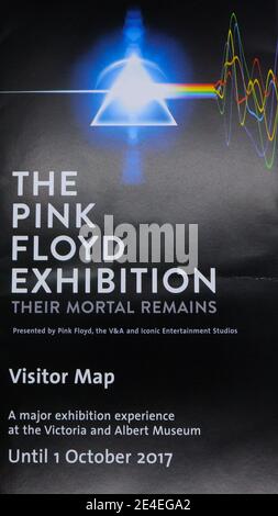 Besucherkarte für die Pink Floyd Exhibition: The Mortal Remains im Victoria & Albert Museum London England UK 16. September 2017 Stockfoto