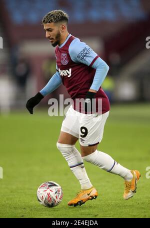 West Ham United sagte Benrahma während des vierten Runde des Emirates FA Cup im London Stadium, London. Bilddatum: Samstag, 23. Januar 2021. Stockfoto