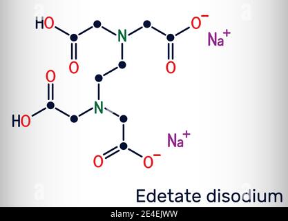 Disodium EDTA, Edetat Disodium, Disodium Edetat, Molekül. Es ist diamine, ist polyvalentes Chelating Mittel zur Behandlung von Hyperkalzämie. Skelett-Chem Stock Vektor