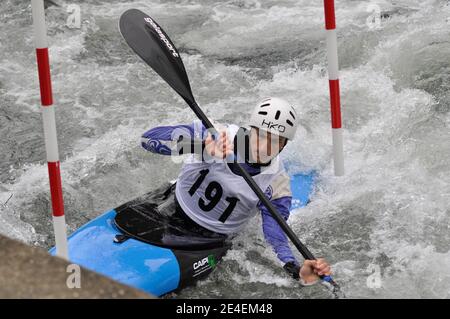 Skopje, Mazedonien, April 07,2018. Auf dem Fluss Treska wurde 50-th jährlichen Internationalen Ilinden Kanuslalom Wettbewerb – IKAS statt. Stockfoto