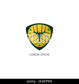 Dekorative Blumen klassischen Schild isoliert auf weißem Hintergrund. Stock Vektor Illustration. Logo Design Element. Grün und gelb, Laubfarbe Stock Vektor