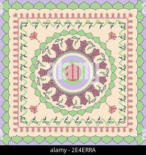 Dekorative bunte Ornament Hintergrund, Tribal ethnischen Mandala Dekor. Bandana-Schal, Tischtuch-Stoffdruck, Seiden-Halstuch, Taschentuch-Dessin Stock Vektor